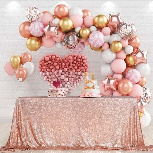 Rose gold sequin tablecloth - gold,