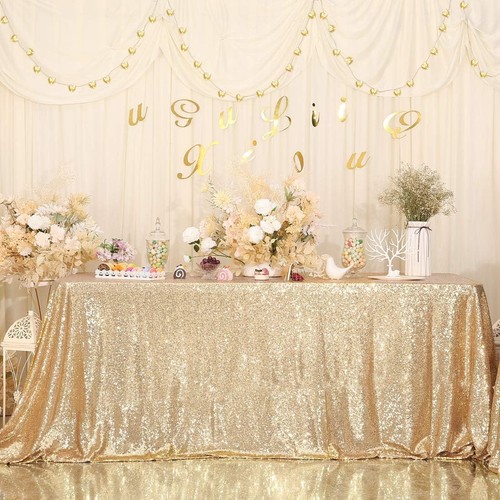 Light gold sequin tablecloth - gold,
