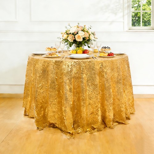 Gold sequin round - gold, tablecloth