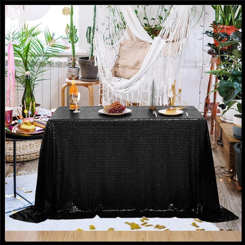 Black sequin tablecloth - black,