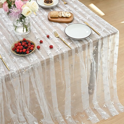 White silver bow gauze - bow,