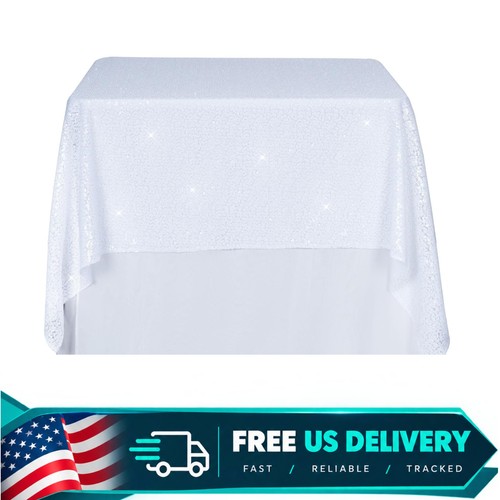 White sequin tablecloth 50x50 - white,